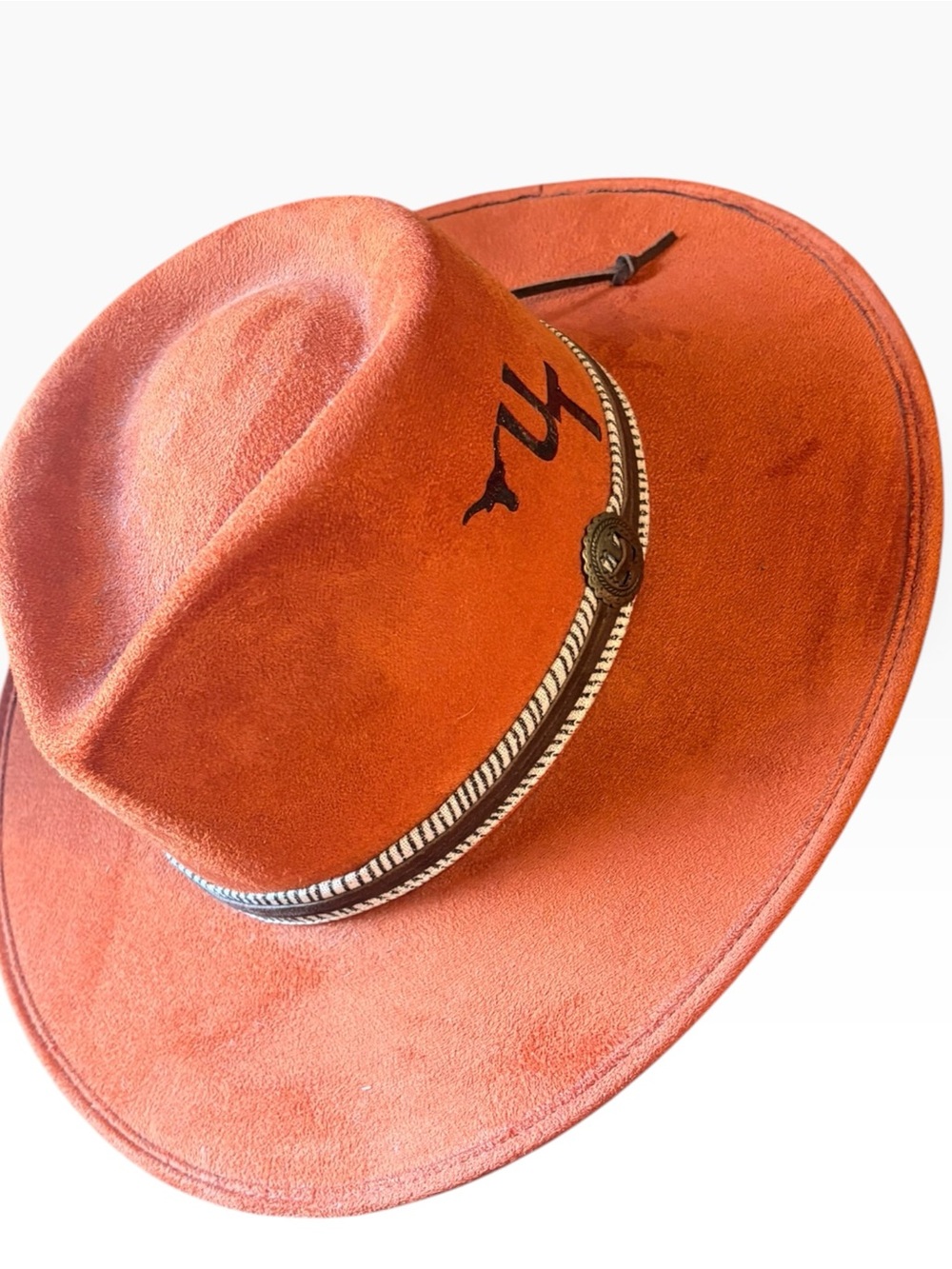 Custom Hand-Burned Texas Longhorns Wide Brim Fedora Hat